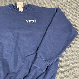 VTG Hanes Sweatshirt Mens Medium Blue Yeti Coolers Crewneck Pullover Retro Y2K‎